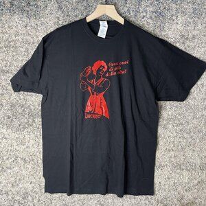 Amaro Lucano Shirt Mens XL Black Italian Slogan Graphic Tee Liqueur Alcohol
